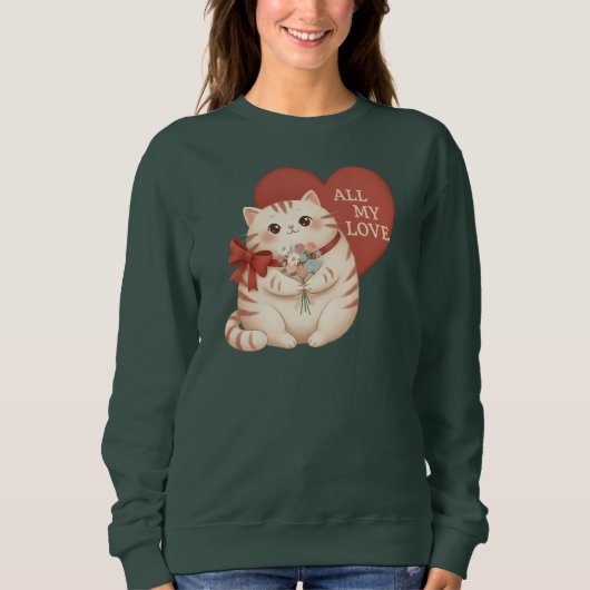 Sweatshirt All My Love Tabby Cat (Devant)