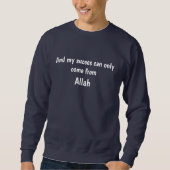 Sweatshirt "Allah = succes" blauw. (Voorkant)