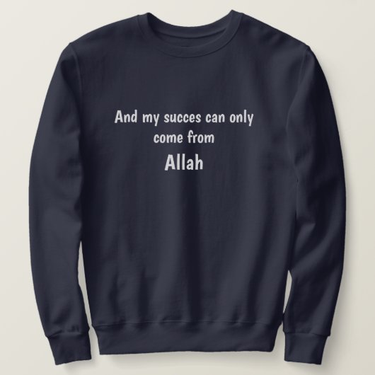 Sweatshirt "Allah = succès" bleu. (Design devant)