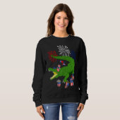 Sweatshirt Alligator Holding American Flag Sunglasses Happy 4 (Devant entier)