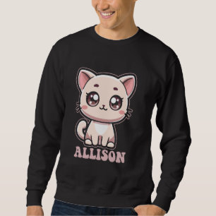 Sweatshirt Allison Cute Kitty Cat Design pour filles Nom Alli