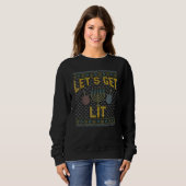 Sweatshirt Allumons-Nous en Buvant un Pull de Hanukkah Moche (Devant entier)