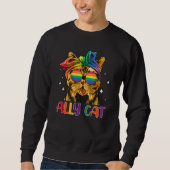 Sweatshirt Ally Cat LGBT Gay Rainbow Pride Flag Funny Cat Lov (Devant)