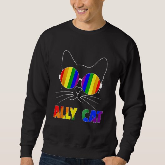 Sweatshirt Ally Cat LGBT Gay Rainbow Pride Flag Sunflower LGB (Devant)