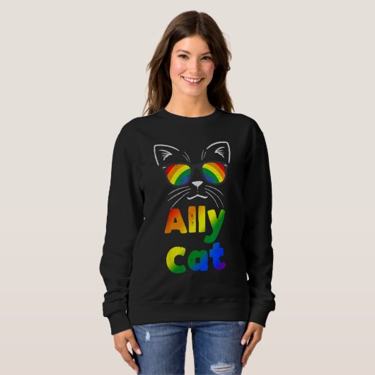 Sweatshirt Ally Cat Transgender Trans Pride Stuff Flag Transs (Devant entier)