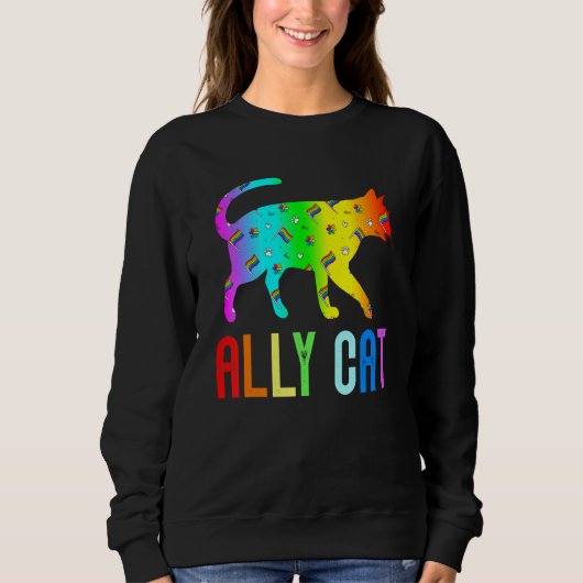 Sweatshirt Ally Chat Rainbow Lunettes de soleil Lgbt Gay Lesb (Devant)