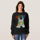 Sweatshirt Ally Chat Rainbow Lunettes de soleil Lgbt Gay prid (Devant entier)