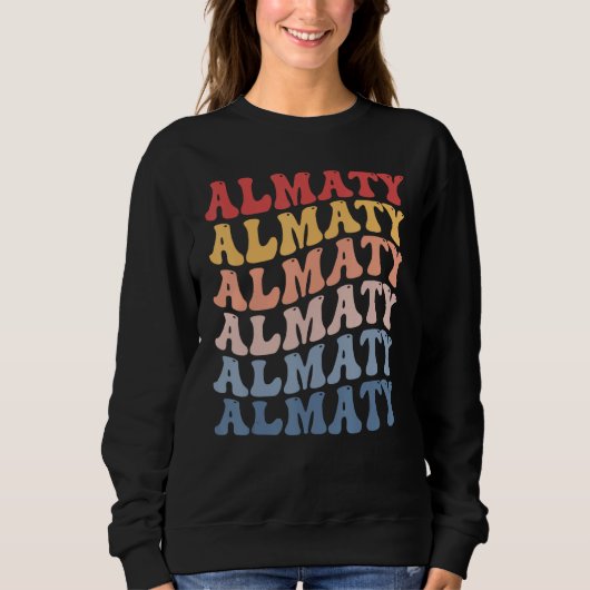 Sweatshirt Almaty City Groovy Retro (Devant)
