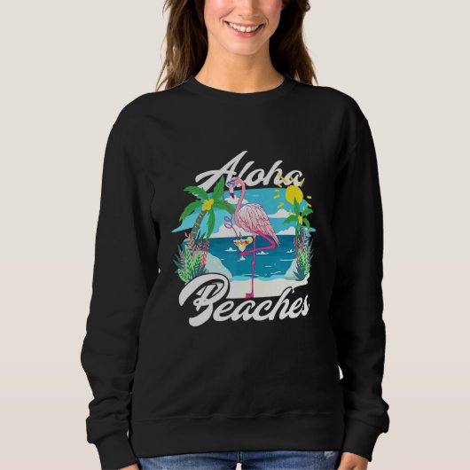 Sweatshirt Aloha Beach Flamant rose Cocktails Hawaiian été F (Devant)