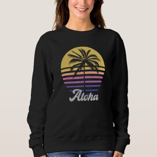 Sweatshirt Aloha Hawaii Hawaii île Hawaii Palm Tree Beach Vin (Devant)