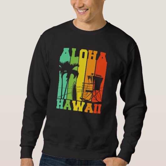 Sweatshirt Aloha Hawaii Palm Beach Surf Vintage (Devant)