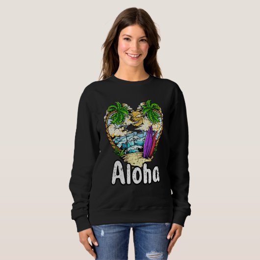 Sweatshirt Aloha Hawaii Surf Retro Sunset 25 (Devant entier)