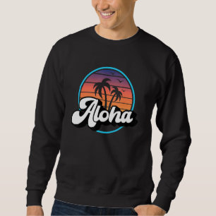 Sweatshirt Aloha Vintage Hawaï Palmier Coucher de soleil Rétr