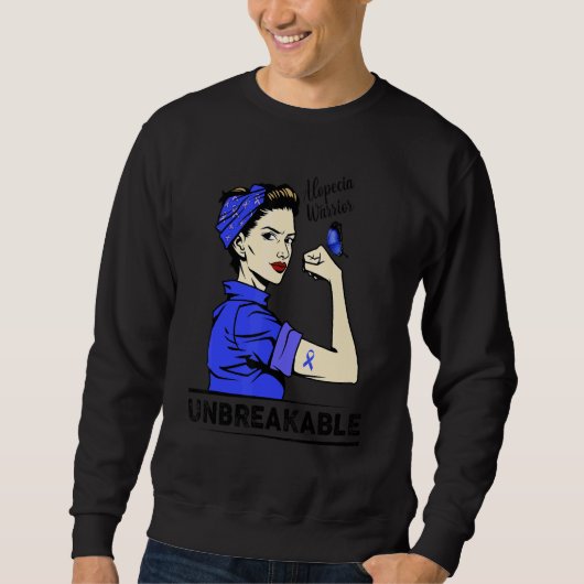 Sweatshirt Alopecia Warrior Unbreakable Blue Ribbon (Devant)