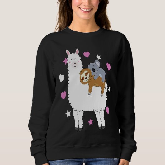 Sweatshirt Alpaca Lama Sloth Koala Women  Girls Sloth (Devant)