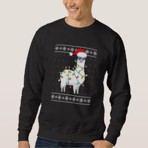Sweatshirt Alpaca Père Noël éclaire Noël laid Swea Noël