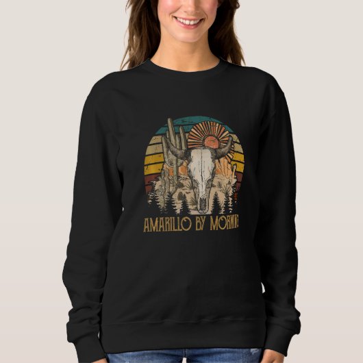 Sweatshirt Amarillo By Morning Bull Skull Howdy Cute Cactus S (Devant)