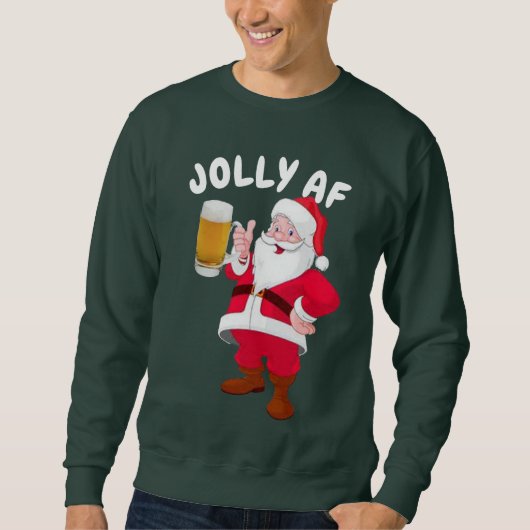 Sweatshirt Amateur de bière Père Noël Jolly Fêtes AF Funny No (Devant)