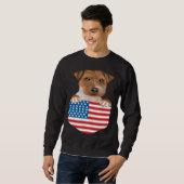 Sweatshirt America Flag Russell Terrier Dog In Pocket (Devant entier)