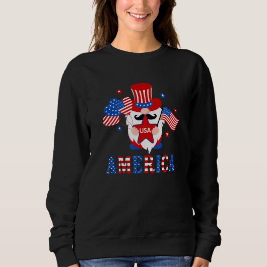 Sweatshirt America Gnome American Flag 4th Of July Family Mat (Devant)