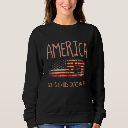 Sweatshirt America God Shed His Grace on Thee 4th of July Men (Devant)