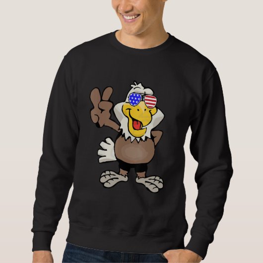 Sweatshirt American Bald Eagle 4th of July Peace Sign Bird Lo (Devant)