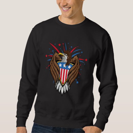 Sweatshirt American Bald Eagle Curly Mullet 4th Of July (Devant)