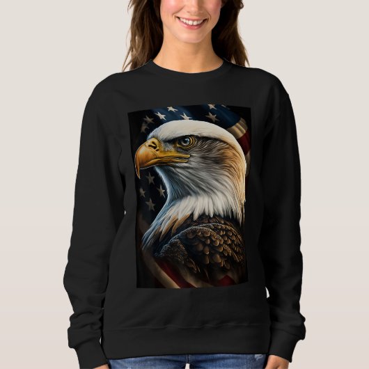 Sweatshirt American Bald Eagle Eyes Flag Country (Devant)