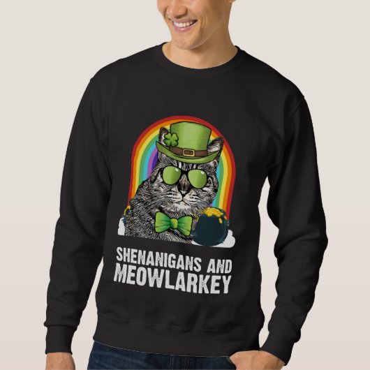 Sweatshirt American Bobtail Cat Meowlarkey  St Patricks Day (Devant)