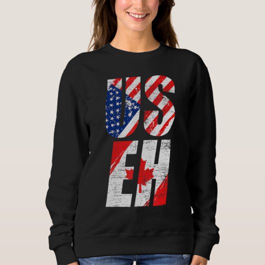 Sweatshirt American Canadian Pride Maple Leaf Useh Usa Flag C (Devant)