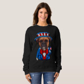 Sweatshirt American Dog Boxer 4 juillet Boxer Dog (Devant entier)