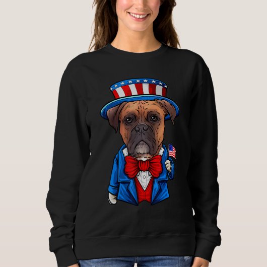 Sweatshirt American Dog Boxer 4 juillet Boxer Dog (Devant)