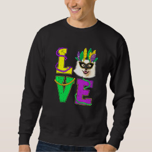 Sweatshirt American Eskimo Chien I Love Puppy Mardi Gras Homm