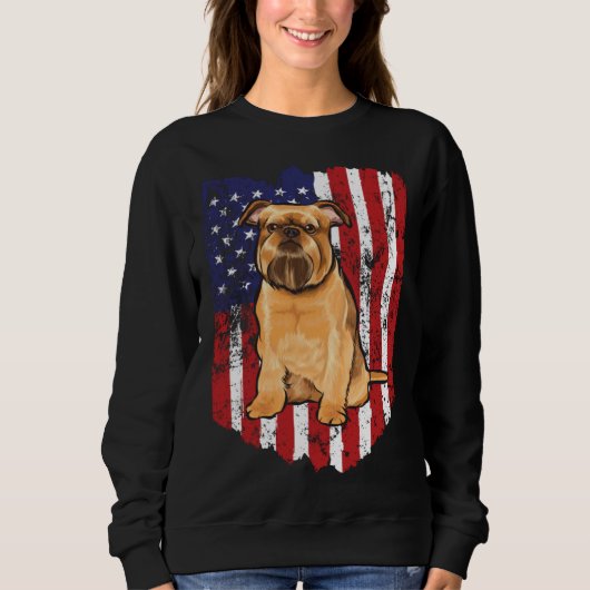 Sweatshirt American Flag 4 July Brussels Griffon (Devant)