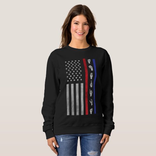 Sweatshirt American Flag ASL American Sign Language America U (Devant entier)
