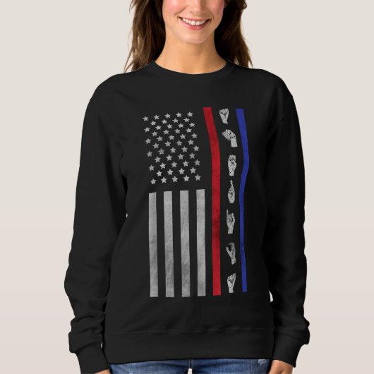 Sweatshirt American Flag ASL American Sign Language America U (Devant)