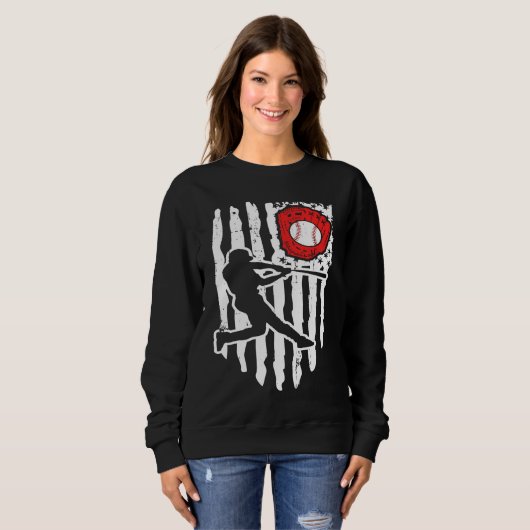 Sweatshirt American Flag Baseball Player  1 (Devant entier)