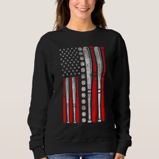 Sweatshirt American Flag Baseball Red White Blue 4th Of July 