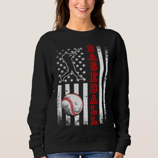 Sweatshirt American Flag Baseball Team  Vintage Baseball (Devant)