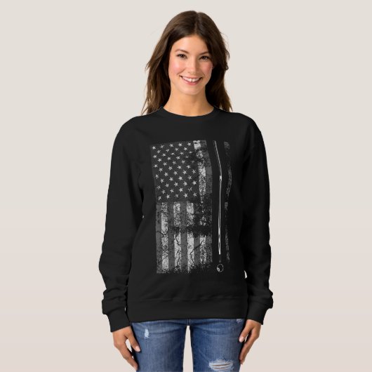 Sweatshirt American Flag Billiard Stick mignonne table jeu dr (Devant entier)