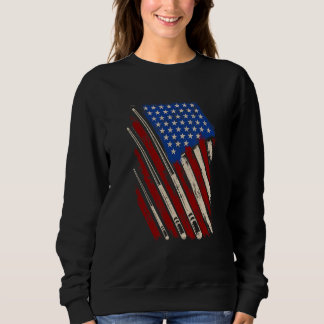 Sweatshirt American Flag Billiard Stick Table Game USA Indepe