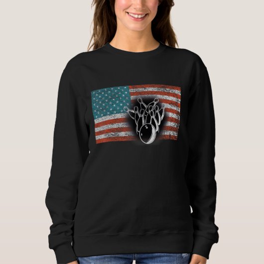Sweatshirt American Flag Bowling Usa Flag Bowling (Devant)