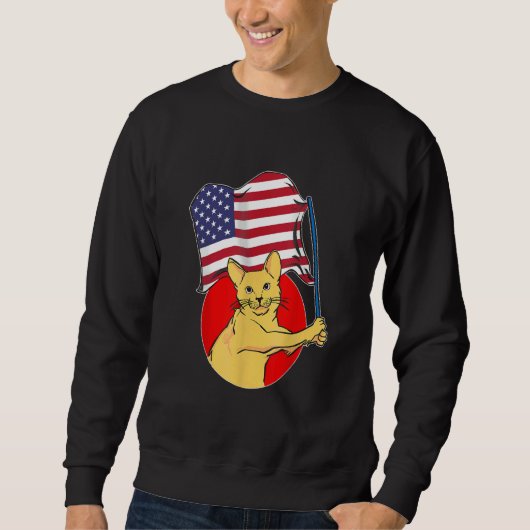 Sweatshirt American Flag Cat Happy 4th July (Devant)