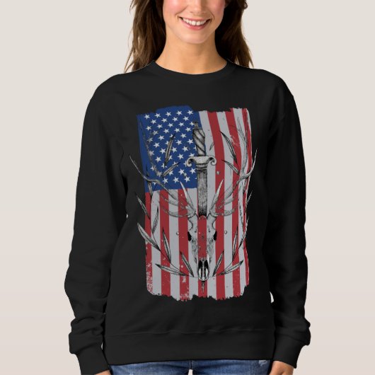 Sweatshirt American Flag Deer Hunting (Devant)