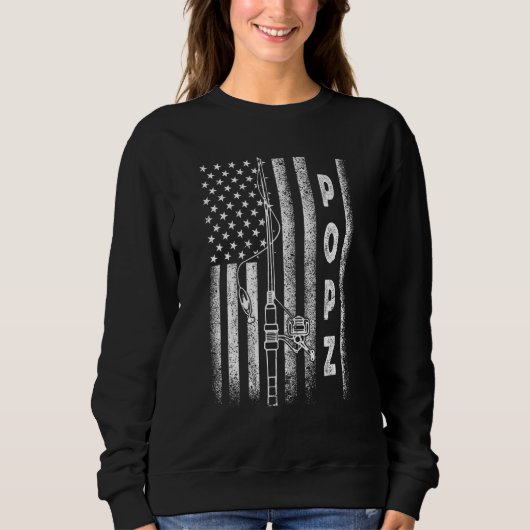 Sweatshirt American Flag Fishing Popz (Devant)