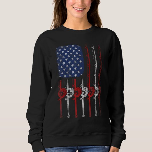 Sweatshirt American Flag Fishing Rod For Fishing Lovers (Devant)