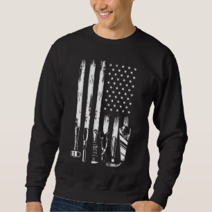 Sweatshirt American Flag Garage Tools Fier Carpenter USA