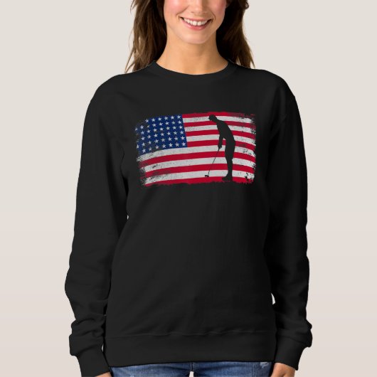 Sweatshirt American Flag Golf 4 juillet Patriotique Golfer Me (Devant)