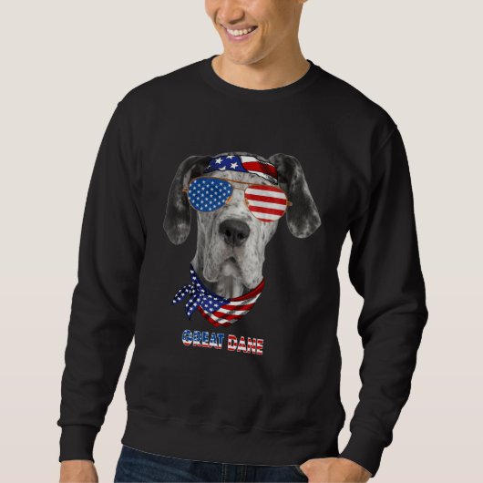 Sweatshirt American Flag Great Dane Dog (Devant)
