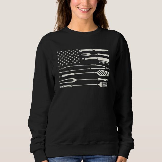 Sweatshirt American Flag Grilling Griller Barbecue Chef Charb (Devant)